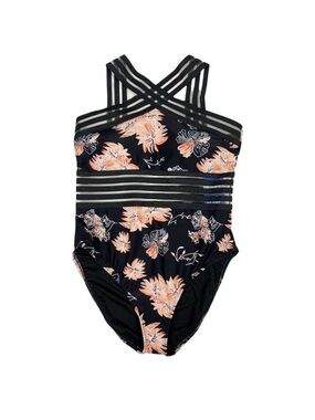 Floral Front Crossover One Piece Swimsuit Womens size 14